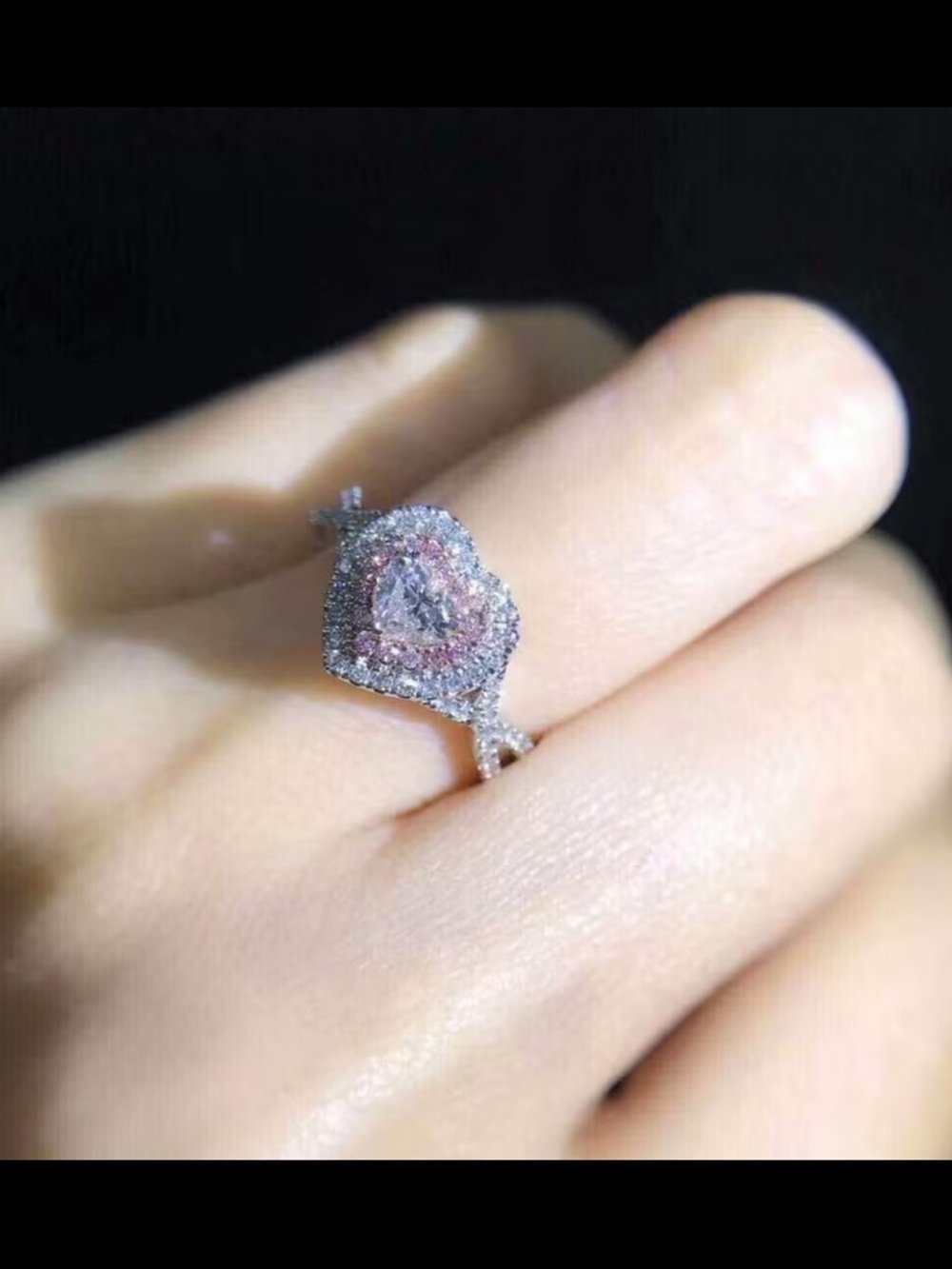 Affordable Fashion Finds Pink Heart Halo Ring in Silver